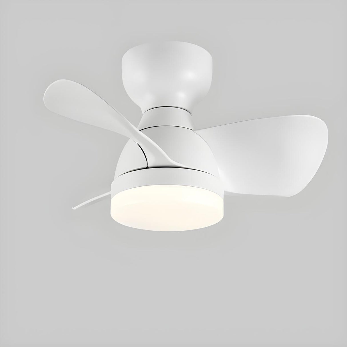 Modern Simple Mini 3 Blade Flush Ceiling Fan with Light Image - 8