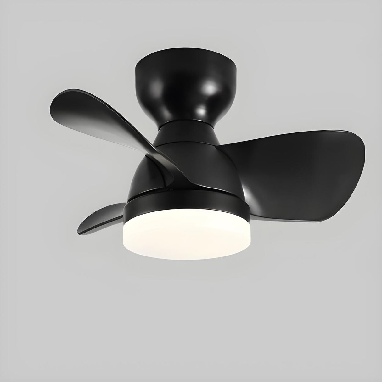 Modern Simple Mini 3 Blade Flush Ceiling Fan with Light Image - 9