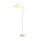 Modern Simple Pleated White Arced Metal Floor Lamp Image - 4