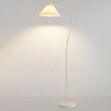 Modern Simple Pleated White Arced Metal Floor Lamp Image - 7