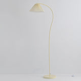 Modern Simple Pleated White Arced Metal Floor Lamp Image - 8