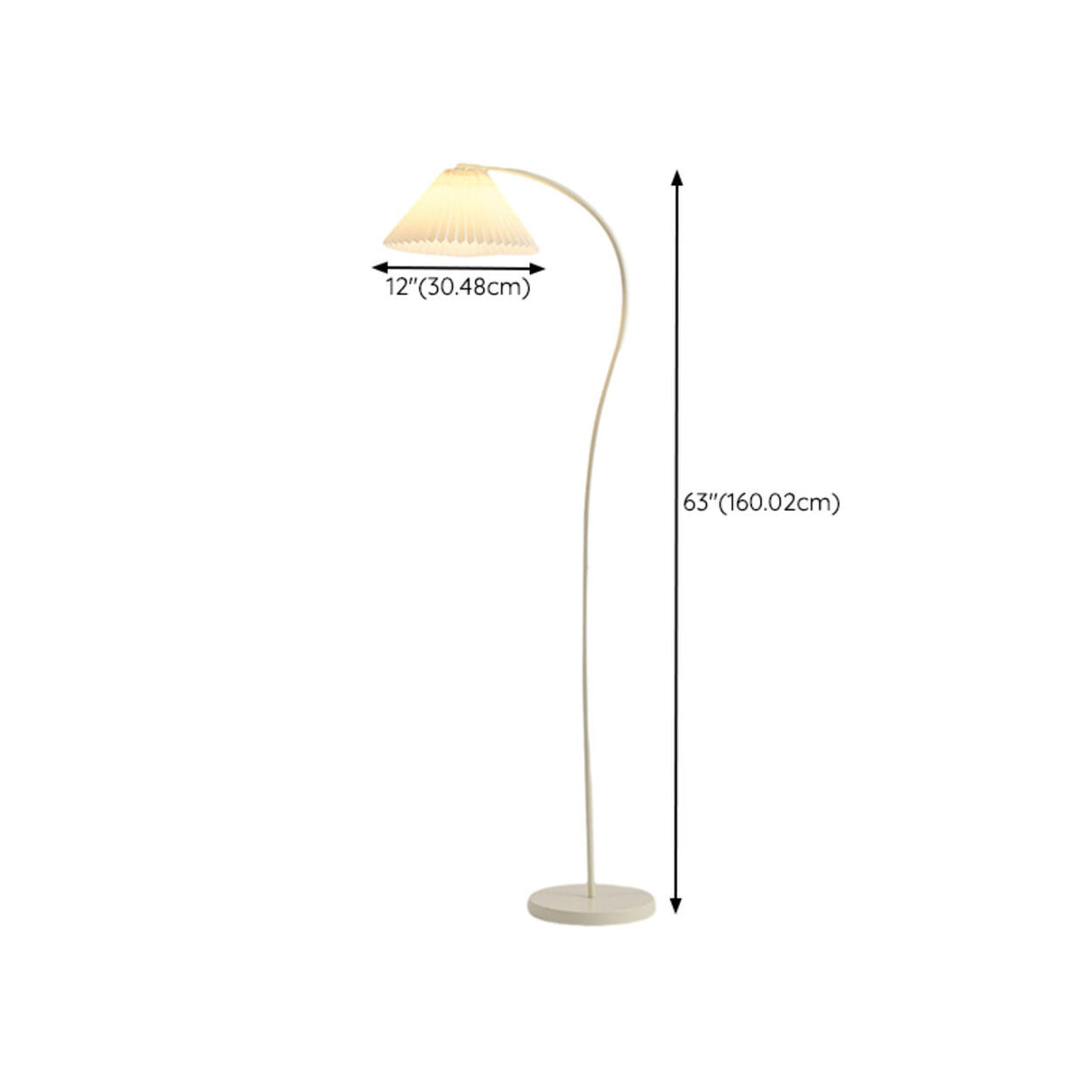 Modern Simple Pleated White Arced Metal Floor Lamp 