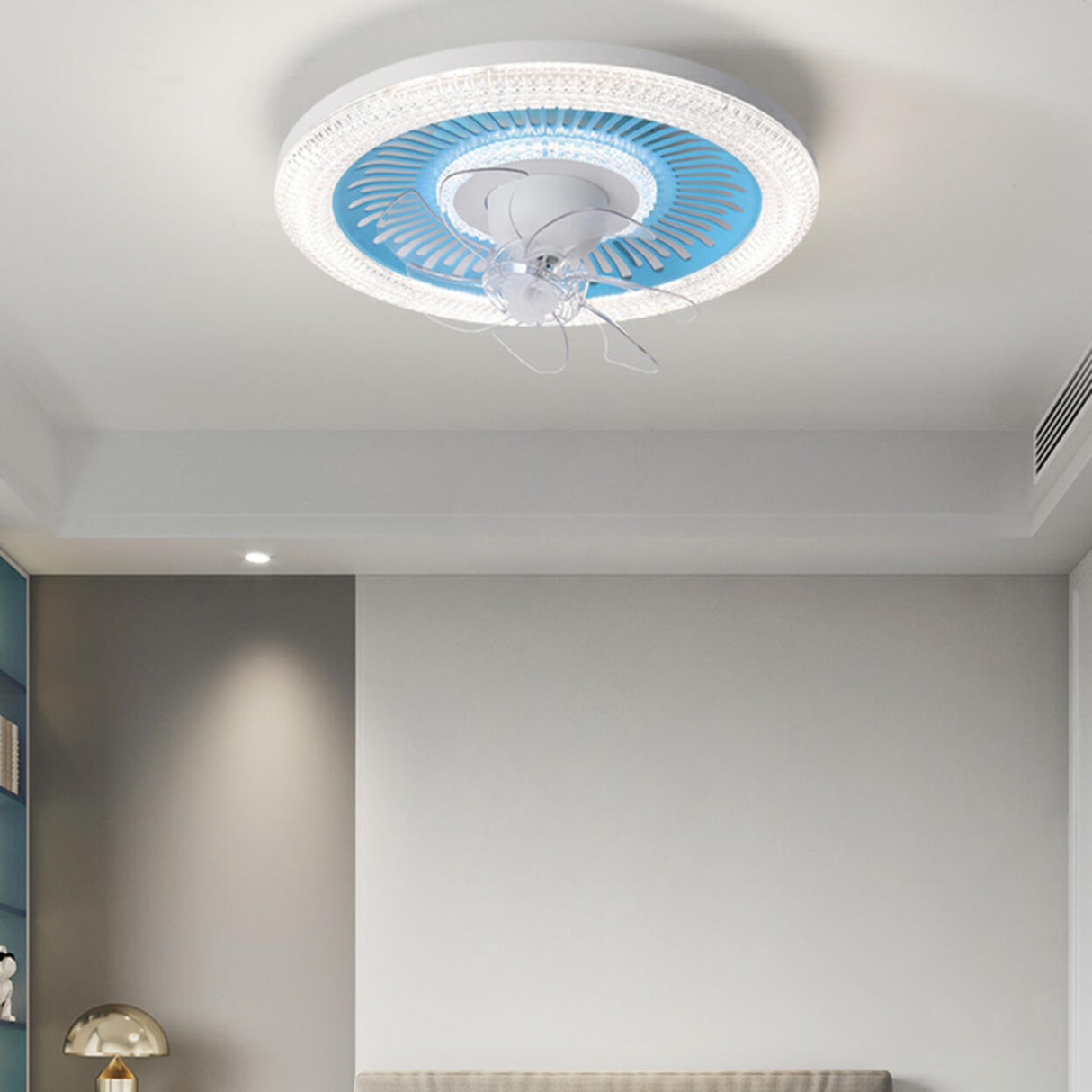 Modern Simple Remote Control Round Ceiling Fan Light Image - 19