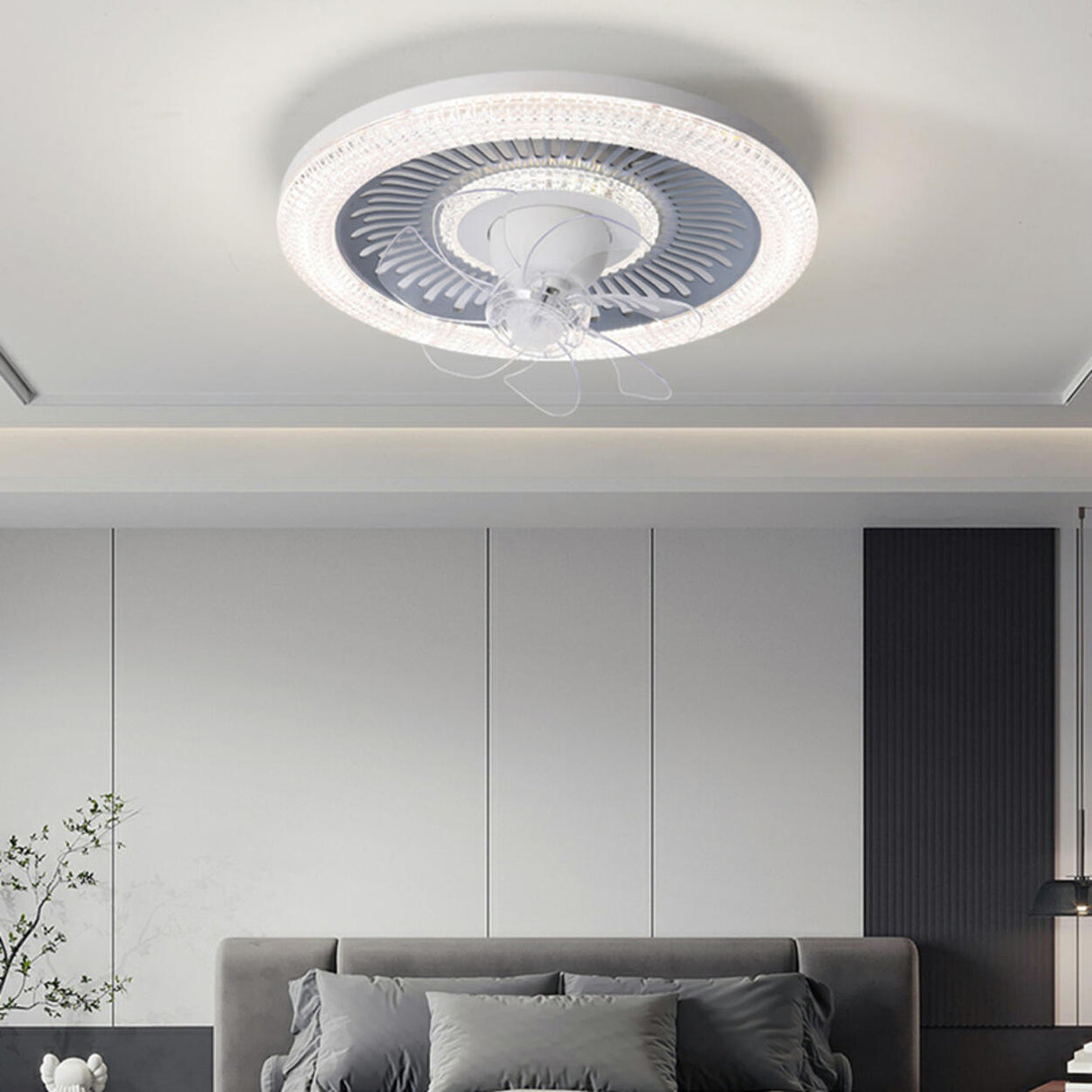 Modern Simple Remote Control Round Ceiling Fan Light Image - 3