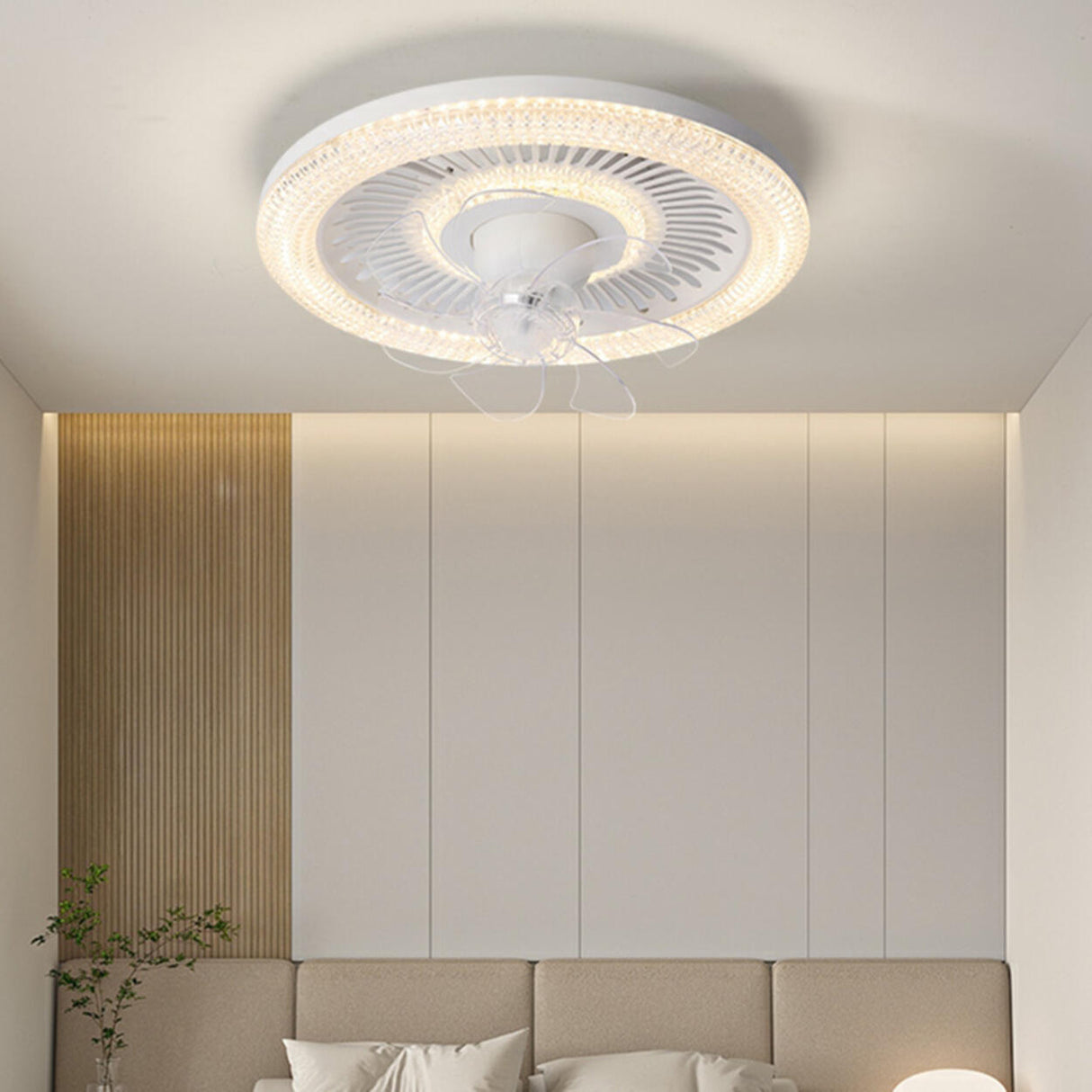 Modern Simple Remote Control Round Ceiling Fan Light Image - 6