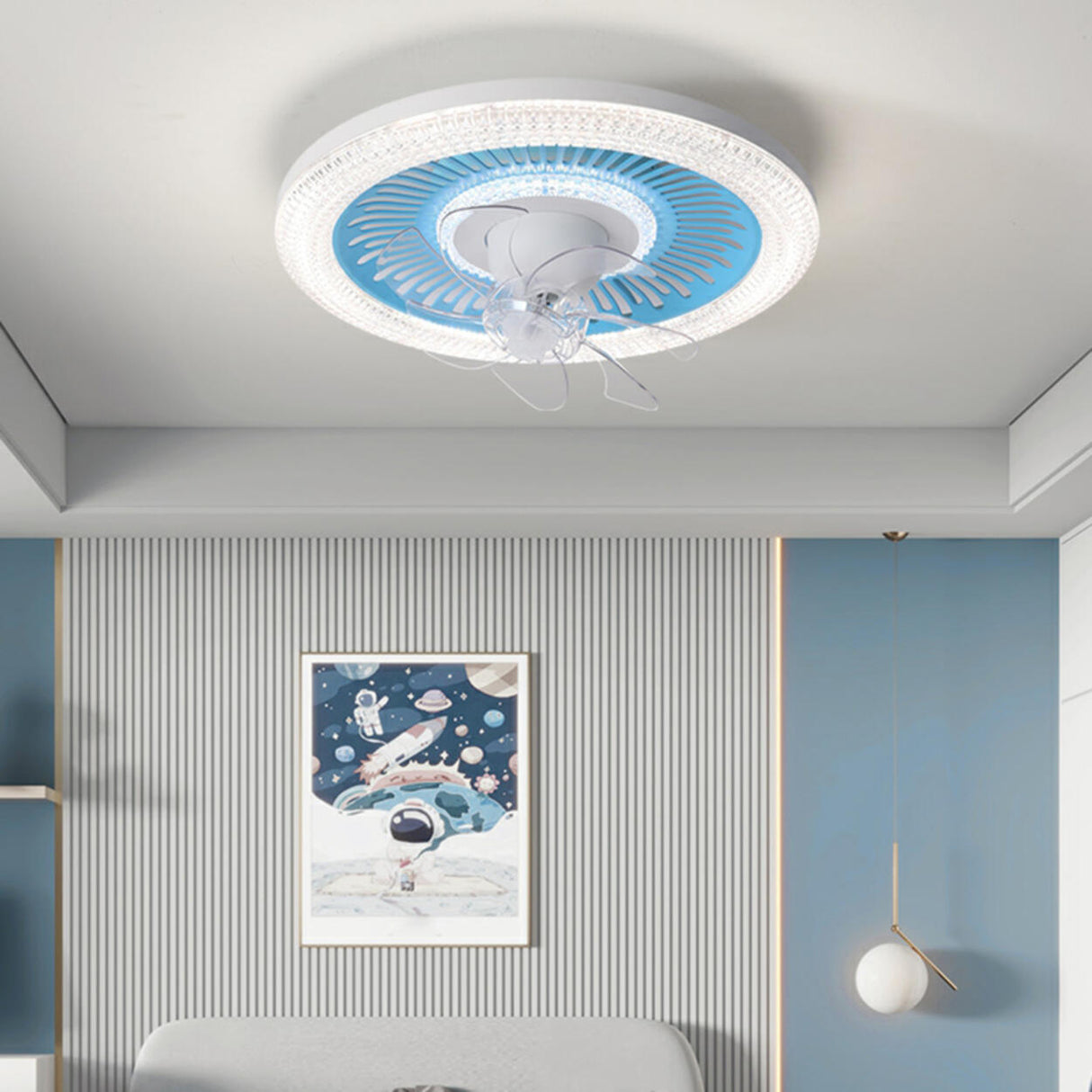 Modern Simple Remote Control Round Ceiling Fan Light Image - 8