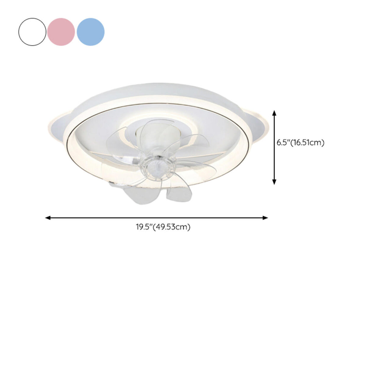 Modern Simple Round 7 Clear Blades Ceiling Fan Light 