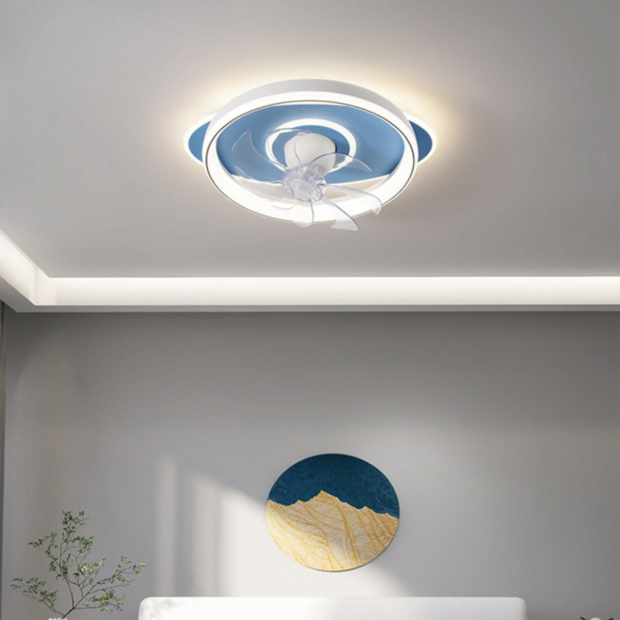 Modern Simple Round 7 Clear Blades Ceiling Fan Light Image - 4