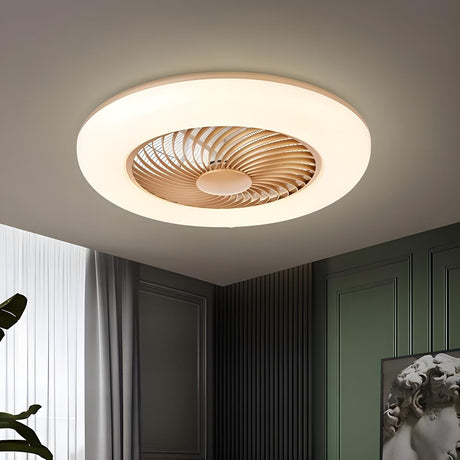 Modern Simple Round Bladeless Ceiling Fan with Light Image - 1