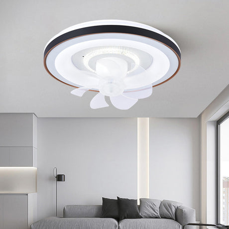 Modern Simple Round Remote 7 Blade Ceiling Fan Light Image - 1