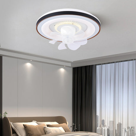 Modern Simple Round Remote 7 Blade Ceiling Fan Light Image - 2