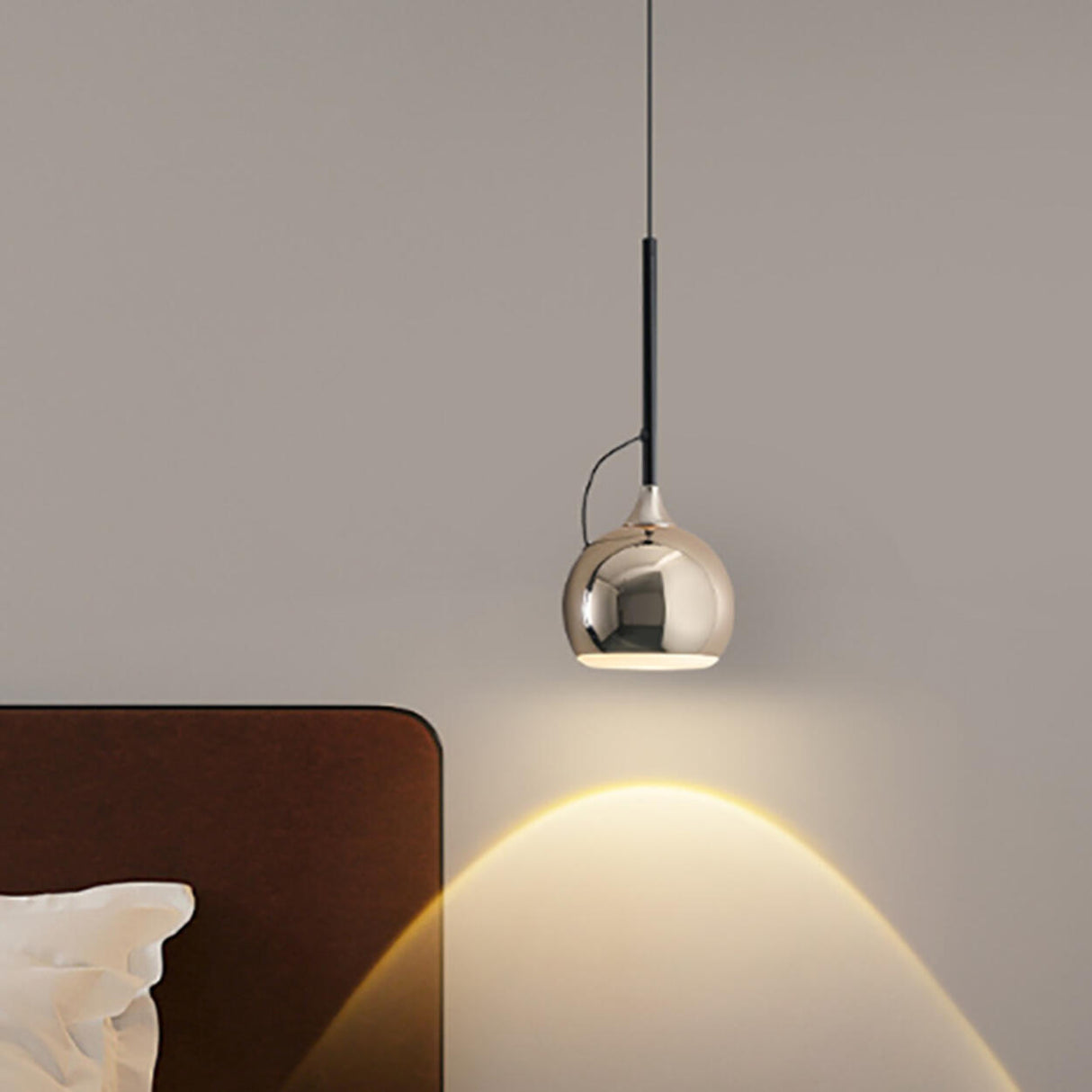 Modern Simple Silver Globe Cord Pendant Light Acrylic Image - 3