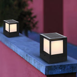 Modern Simple Solar Cube Black Outdoor Pathway Lamp Image - 1