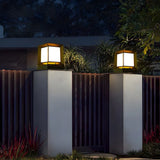 Modern Simple Solar Cube Black Outdoor Pathway Lamp Image - 3