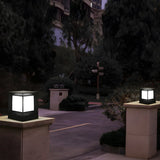 Modern Simple Solar Cube Black Outdoor Pathway Lamp Image - 5