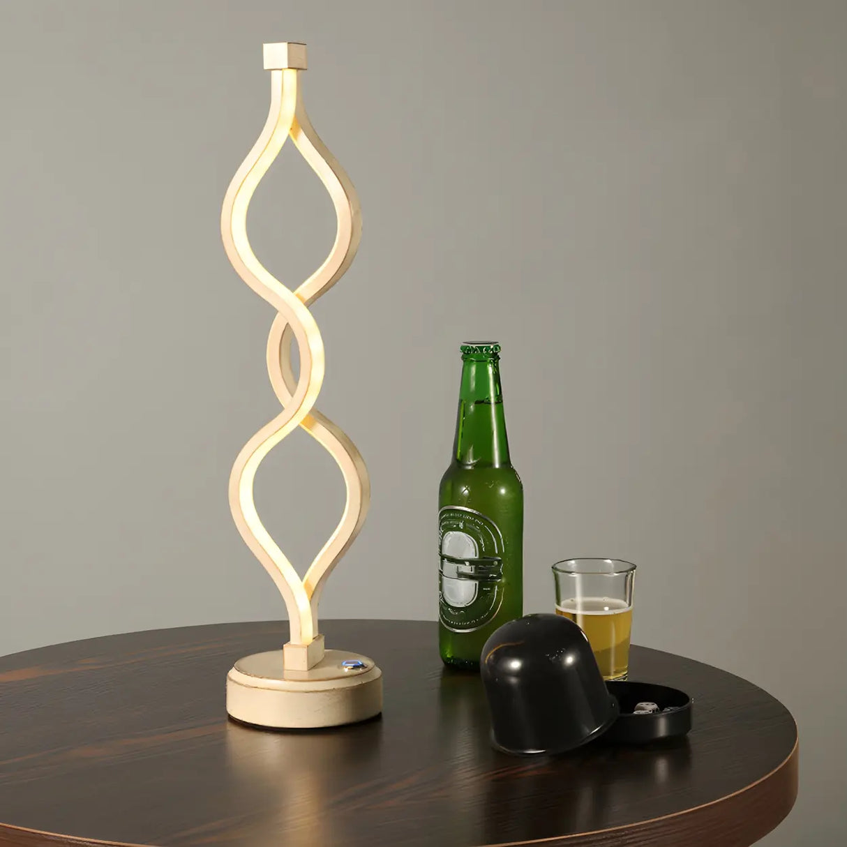 Modern Simple Spiral Gold Finish Ambient LED Table Lamp Image - 4