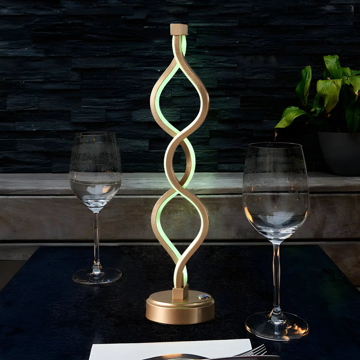 Modern Simple Spiral Gold Finish Ambient LED Table Lamp Image - 5