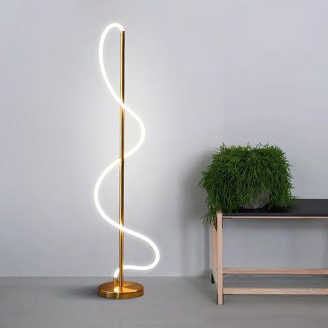 Modern Simple Spiral Gold Metal LED Floor Lamp Image - 1