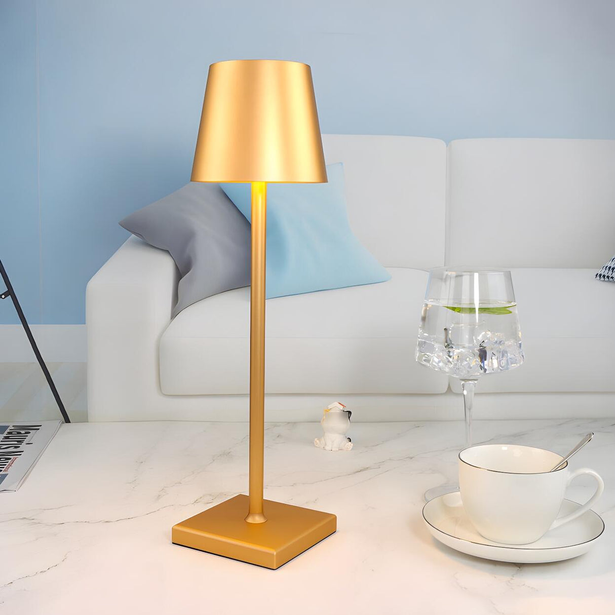 Modern Simple Square Base Barrel Shade Metal Table Lamp Image - 17