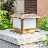 Modern Simple Square Solar Metal Outdoor Post Light Image - 1