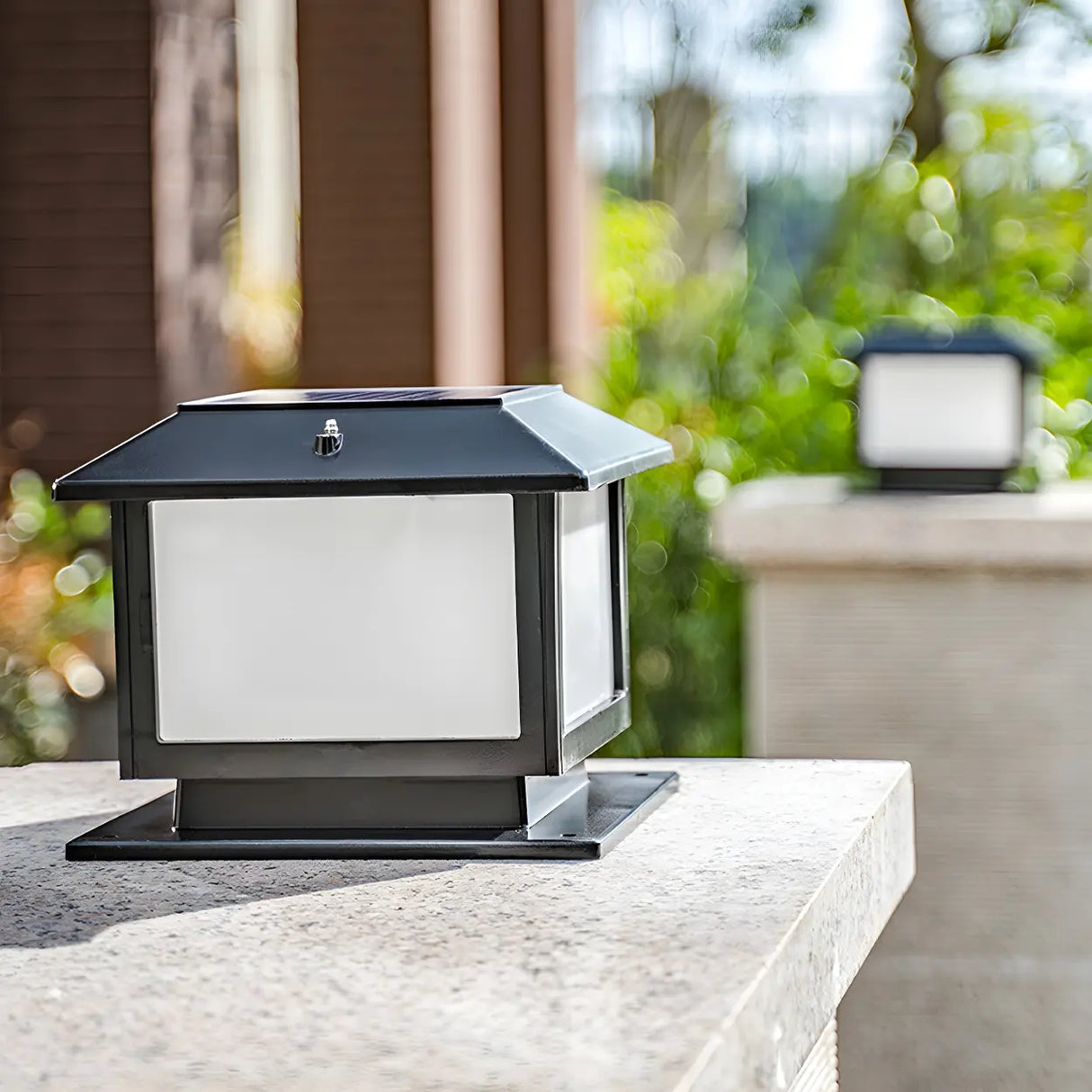 Modern Simple Square Solar Metal Outdoor Post Light Image - 12