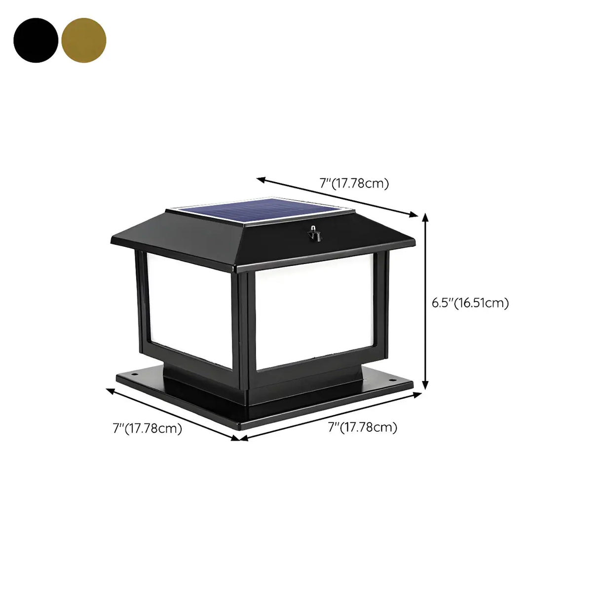 Modern Simple Square Solar Metal Outdoor Post Light 