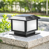 Modern Simple Square Solar Metal Outdoor Post Light Image - 3