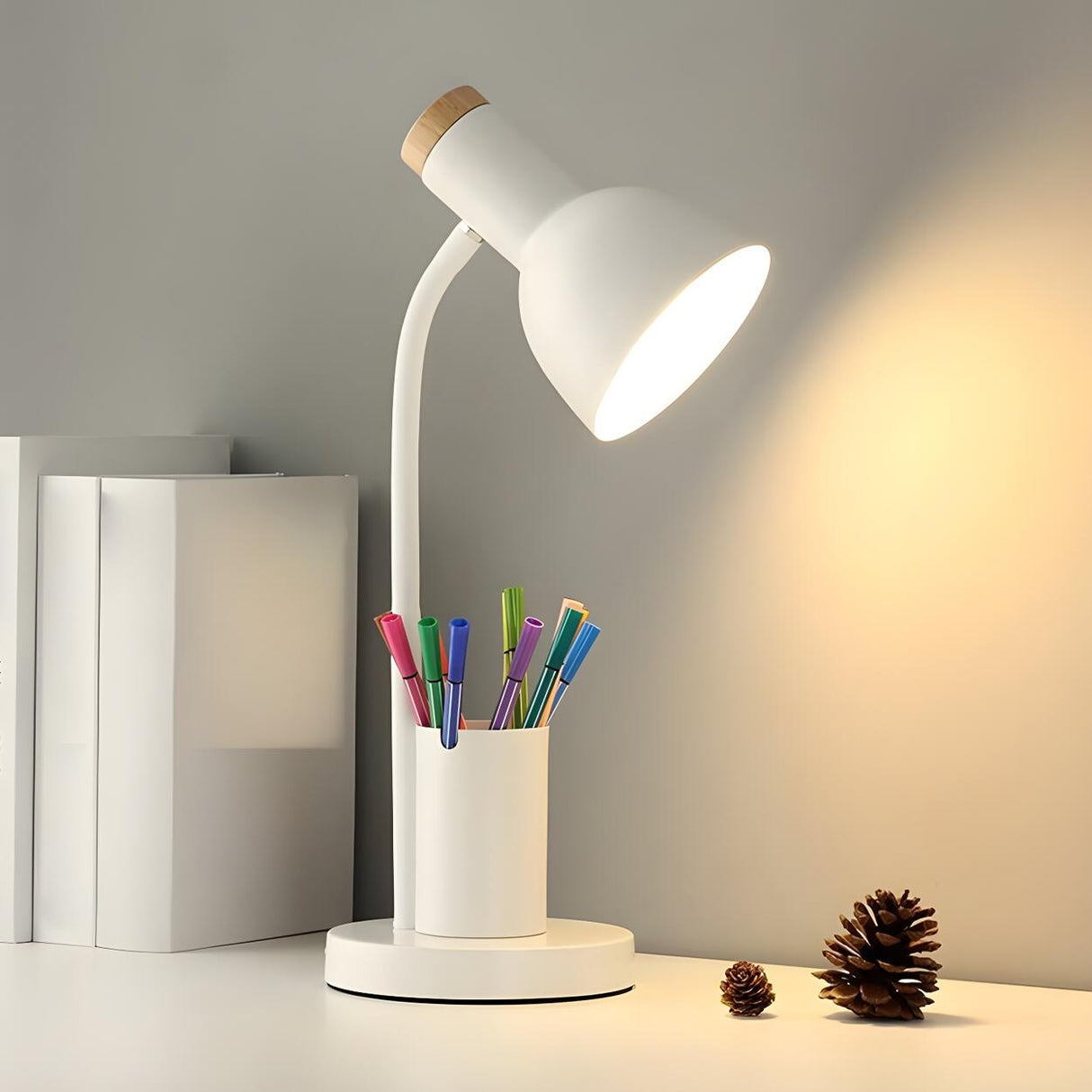 Modern Simple White Adjustable Metal Shade Table Lamp Image - 6