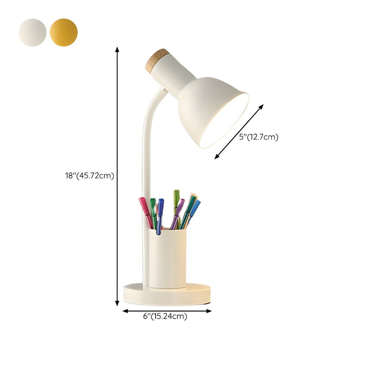 Modern Simple White Adjustable Metal Shade Table Lamp 