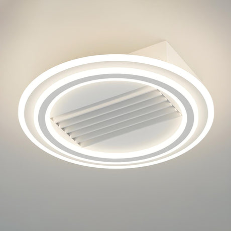 Modern Simple White Bladeless Flush Ceiling Fan Light Image - 2