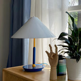 Modern Simple White Conical Shade Metal Table Lamp Image - 1