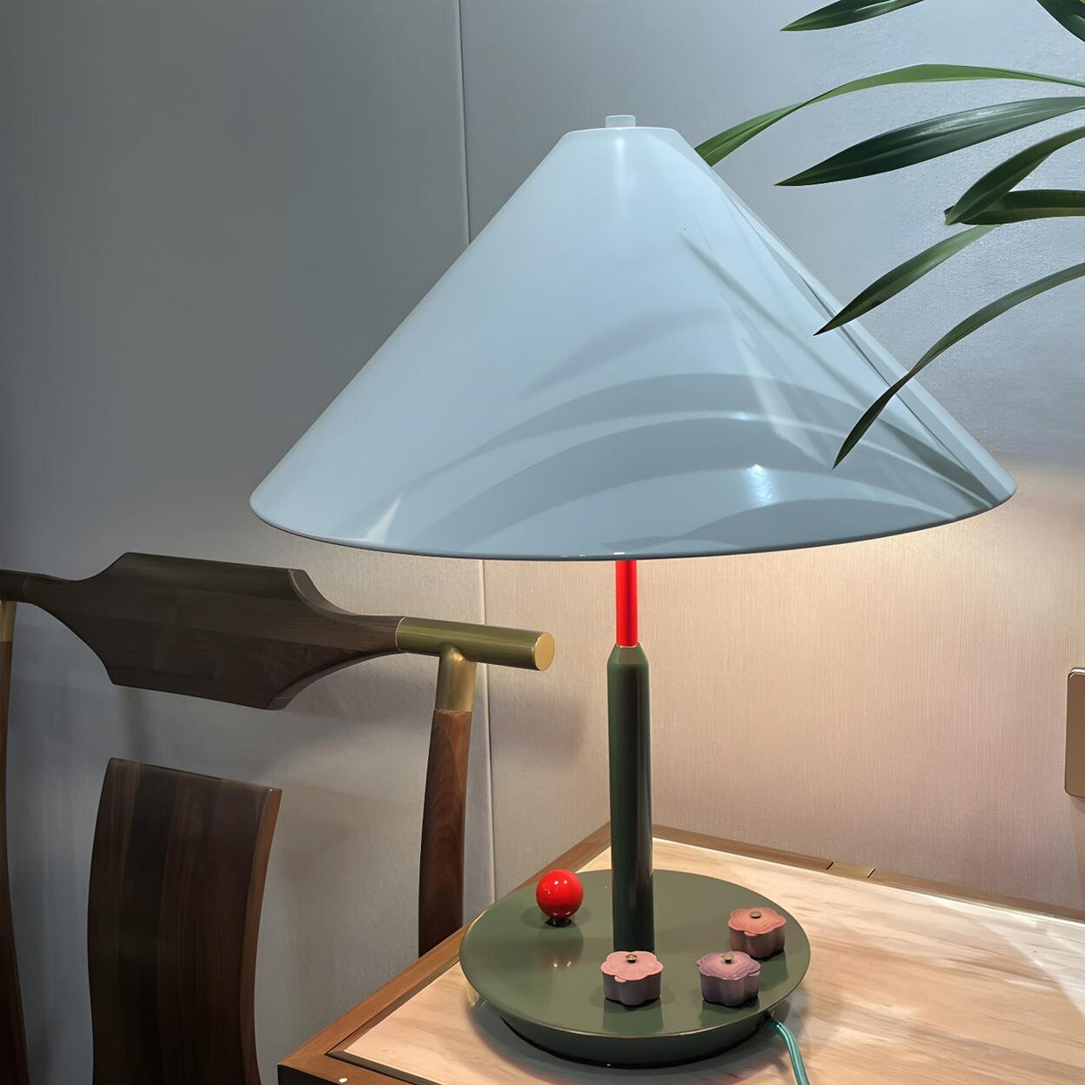 Modern Simple White Conical Shade Metal Table Lamp Image - 3