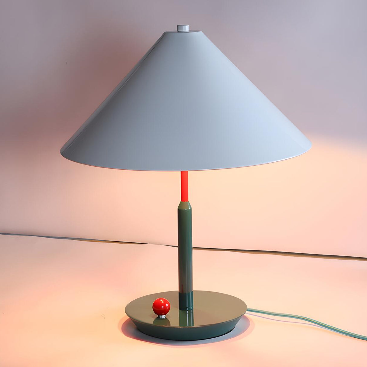 Modern Simple White Conical Shade Metal Table Lamp Image - 6