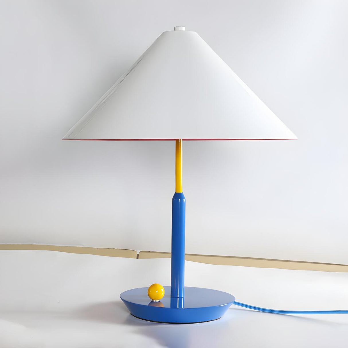 Modern Simple White Conical Shade Metal Table Lamp Image - 7