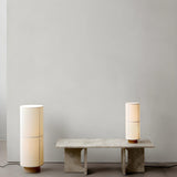 Modern Simple White Fabric Shade Cylinder Table Lamp Image - 2