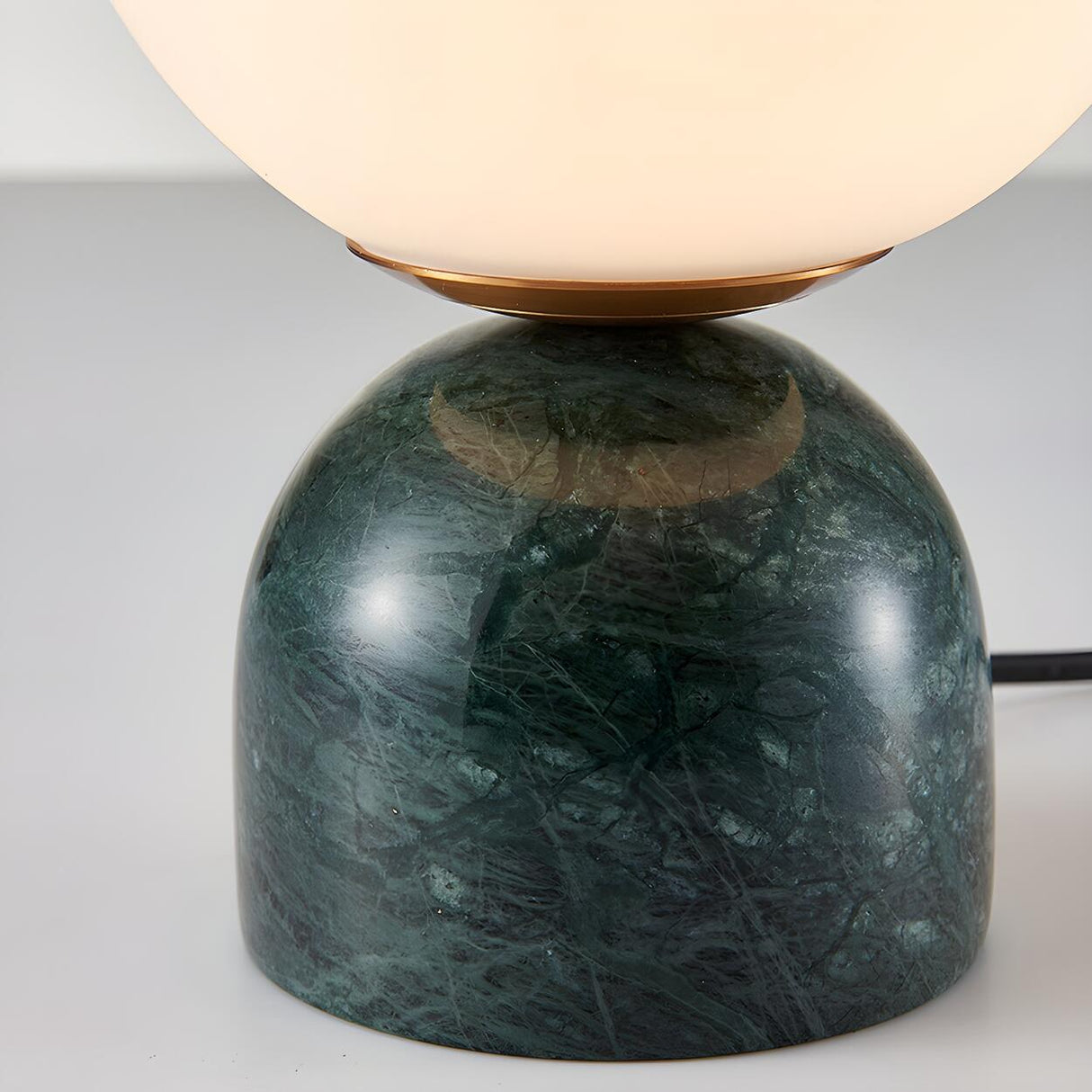 Modern Simple White Globe Ceramic Black Base Table Lamp Image - 12