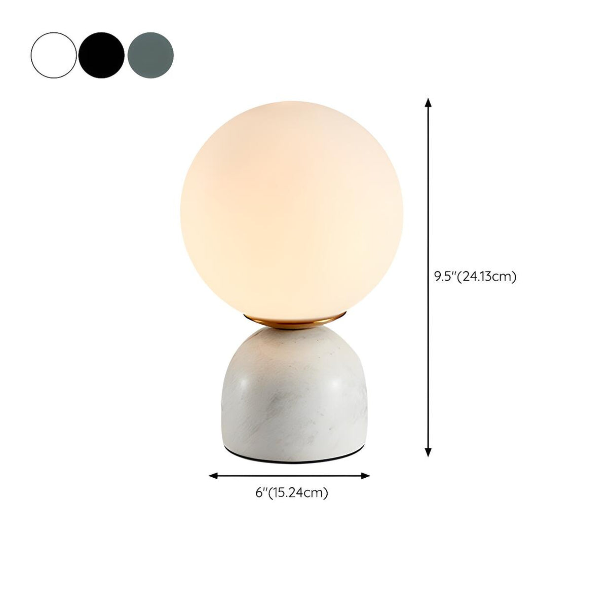 Modern Simple White Globe Ceramic Black Base Table Lamp 