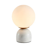 Modern Simple White Globe Ceramic Black Base Table Lamp Image - 2