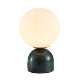 Modern Simple White Globe Ceramic Black Base Table Lamp Image - 3