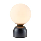 Modern Simple White Globe Ceramic Black Base Table Lamp Image - 7