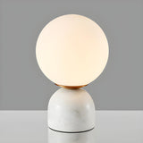 Modern Simple White Globe Ceramic Black Base Table Lamp Image - 8