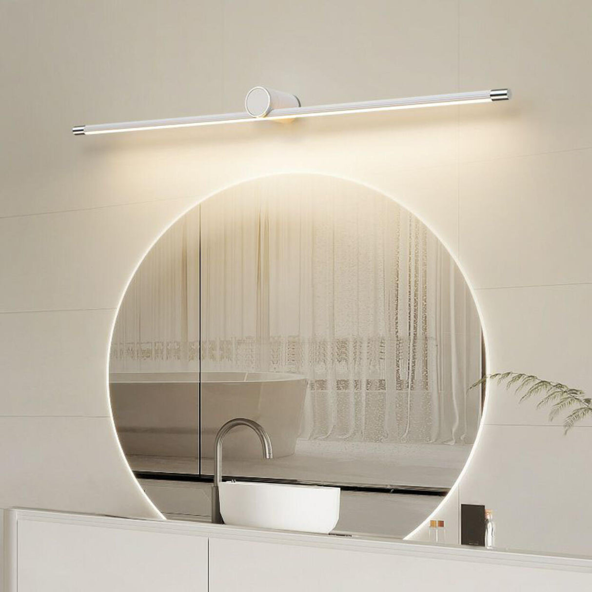 Modern Simple White Linear Bathroom Vanity Light  Image - 4