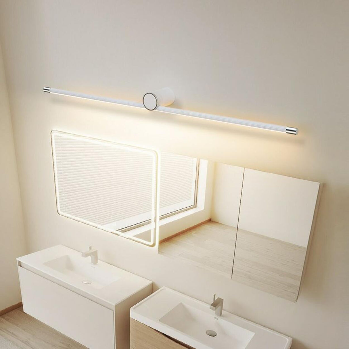 Modern Simple White Linear Bathroom Vanity Light  Image - 8