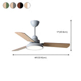 Modern Simple Wood 3 Blade LED Ceiling Fan with Light Image - 15