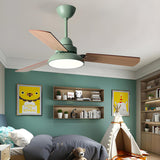 Modern Simple Wood 3 Blade LED Ceiling Fan with Light Image - 2