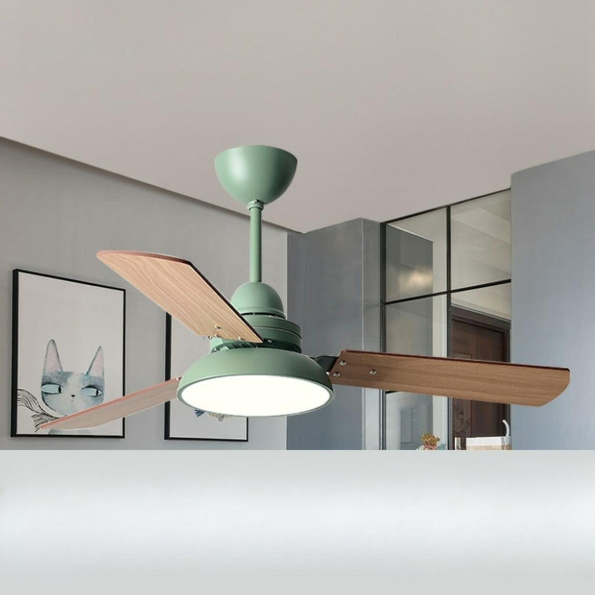 Modern Simple Wood 3 Blade LED Ceiling Fan with Light Image - 6