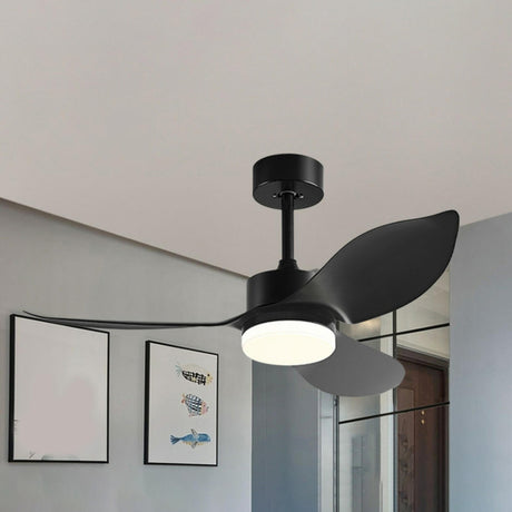 Modern Simple Wood Standard Ceiling Fan with LED Light Image - 2