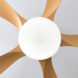 Modern Simple Wooden Blade Ceiling Fan with LED Light Image - 10