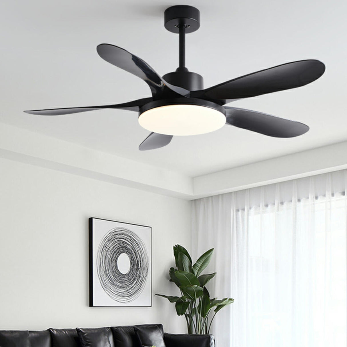 Modern Simple Wooden Blade Ceiling Fan with LED Light Image - 17