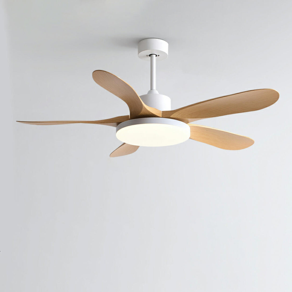 Modern Simple Wooden Blade Ceiling Fan with LED Light Image - 4